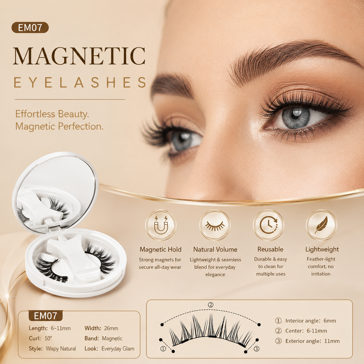 Faux Cils Magnétiques Shapenix Outils de Maquillage Naturel avec Applicateur