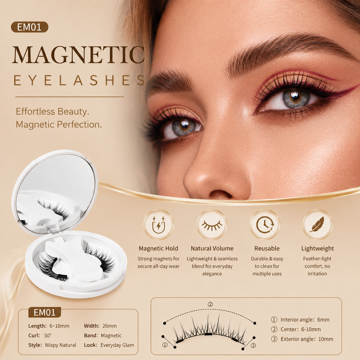 Faux Cils Magnétiques Shapenix Outils de Maquillage Naturel avec Applicateur
