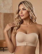 Shapenix Thin Cup Push-Up Seamless Front Buckle Chest Wrap Strapless Bra