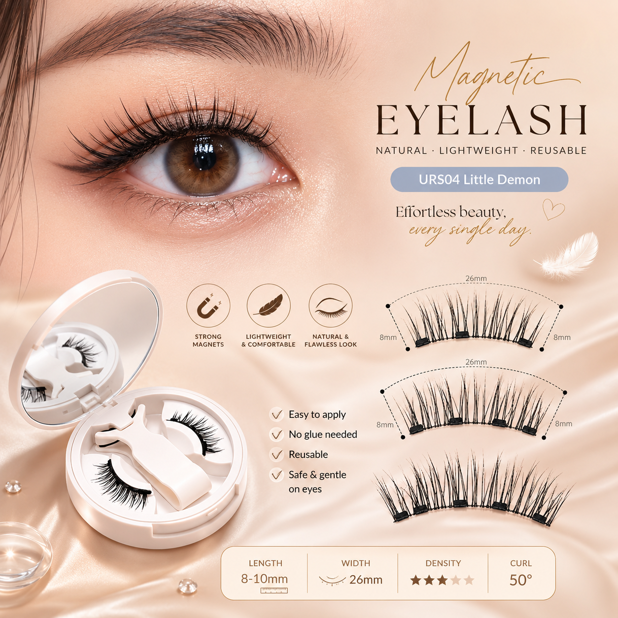 Shapenix Natural Camellia European And American-Style Voluminous Magnetic Eyelashes