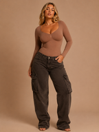 Shapenix Full Sleeves Snatch Waist Thong Bodysuit