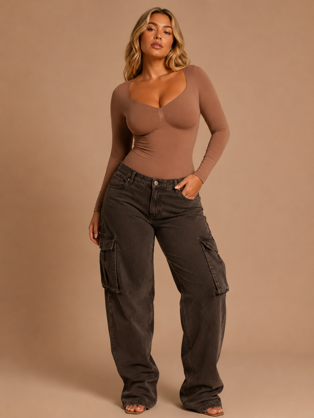 Shapenix Full Sleeves Snatch Waist Thong Bodysuit